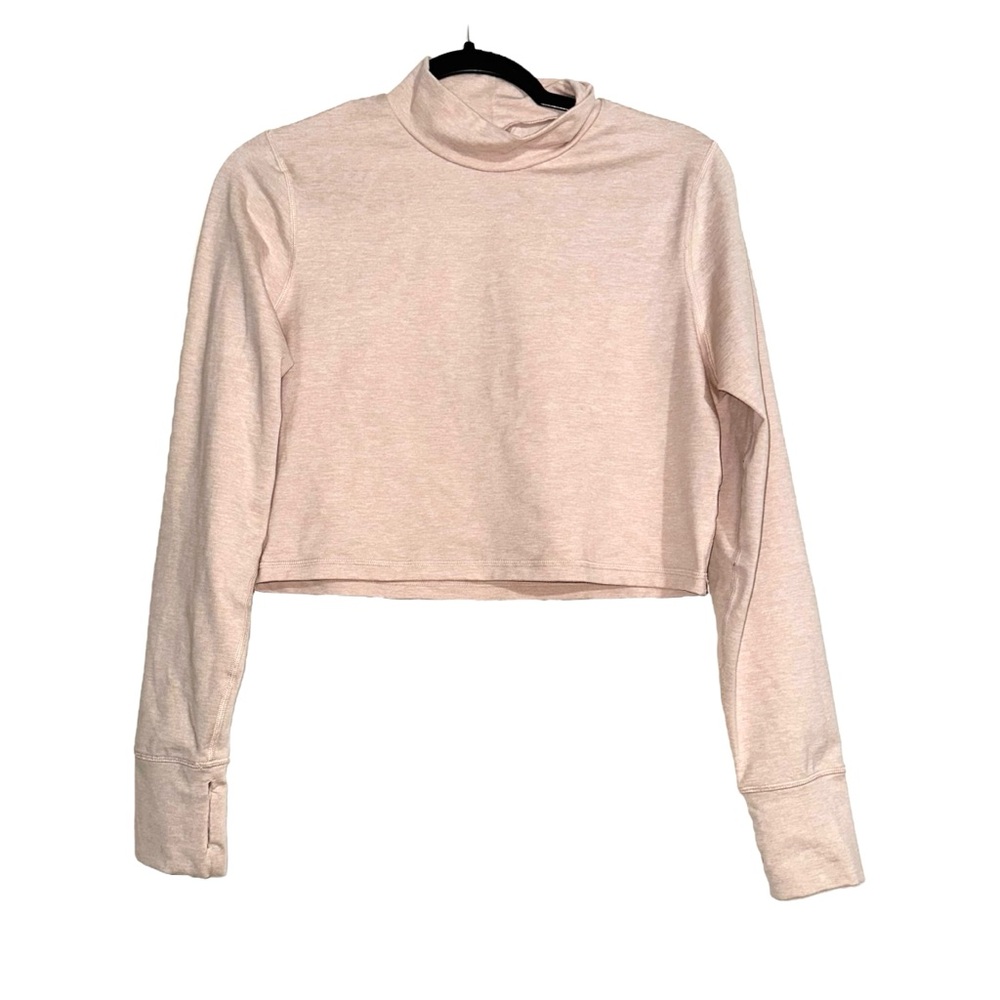 Offline by Aerie Mock Neck Long Sleeve Light Peach Color Crop Top LARGE